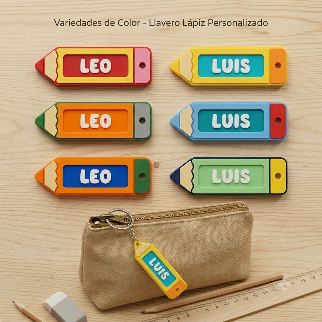 Llavero Lápiz Personalizado 3D - Vuelta al Cole