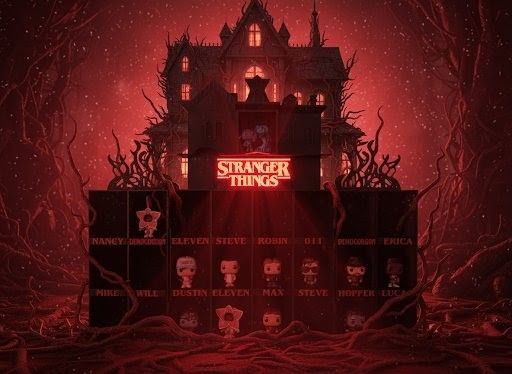 7/7 Descripción Expositor temático para figuras Funko Pop de Stranger Things.  Puedo hacer el logo luminoso glow  El diseño simula la Casa de Vecna y el Mundo del Revés. Se abre en el centro para reve
