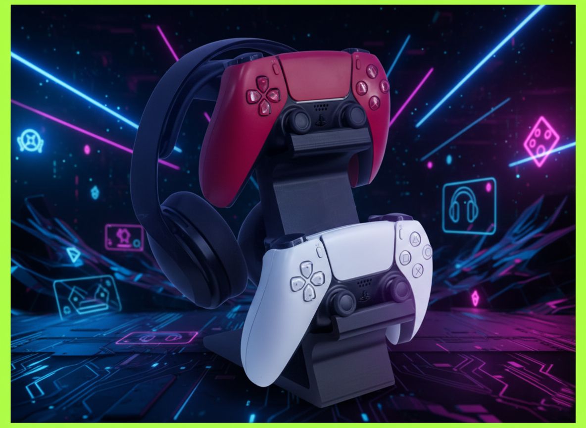Soporte Gamer 3D Auriculares y 2 Mandos