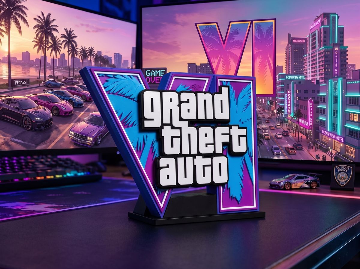 Figura Decorativa GTA VI 3D - Setup Gamer