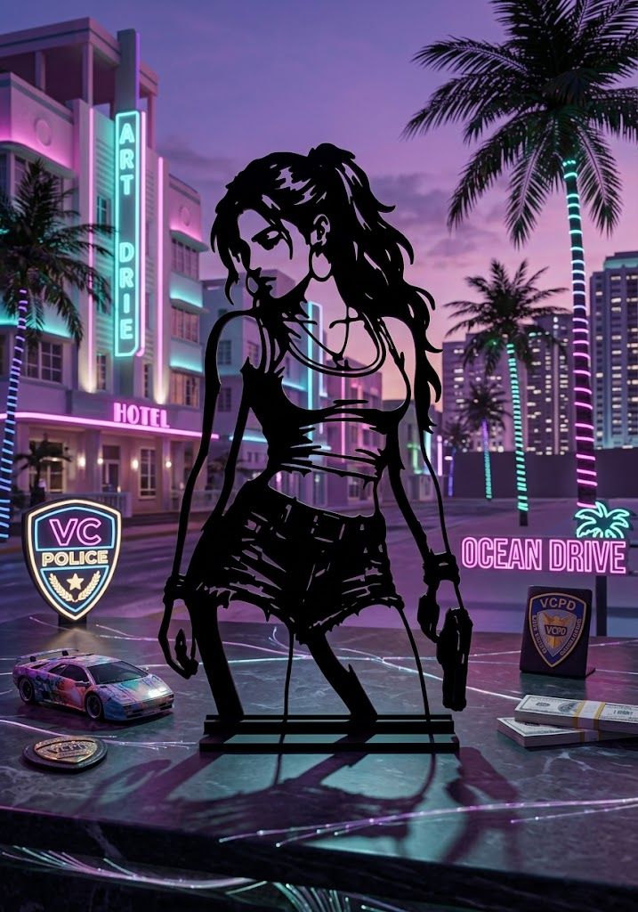 Silueta Decorativa LUCIA GTA VI - Setup Gaming Aesthetic